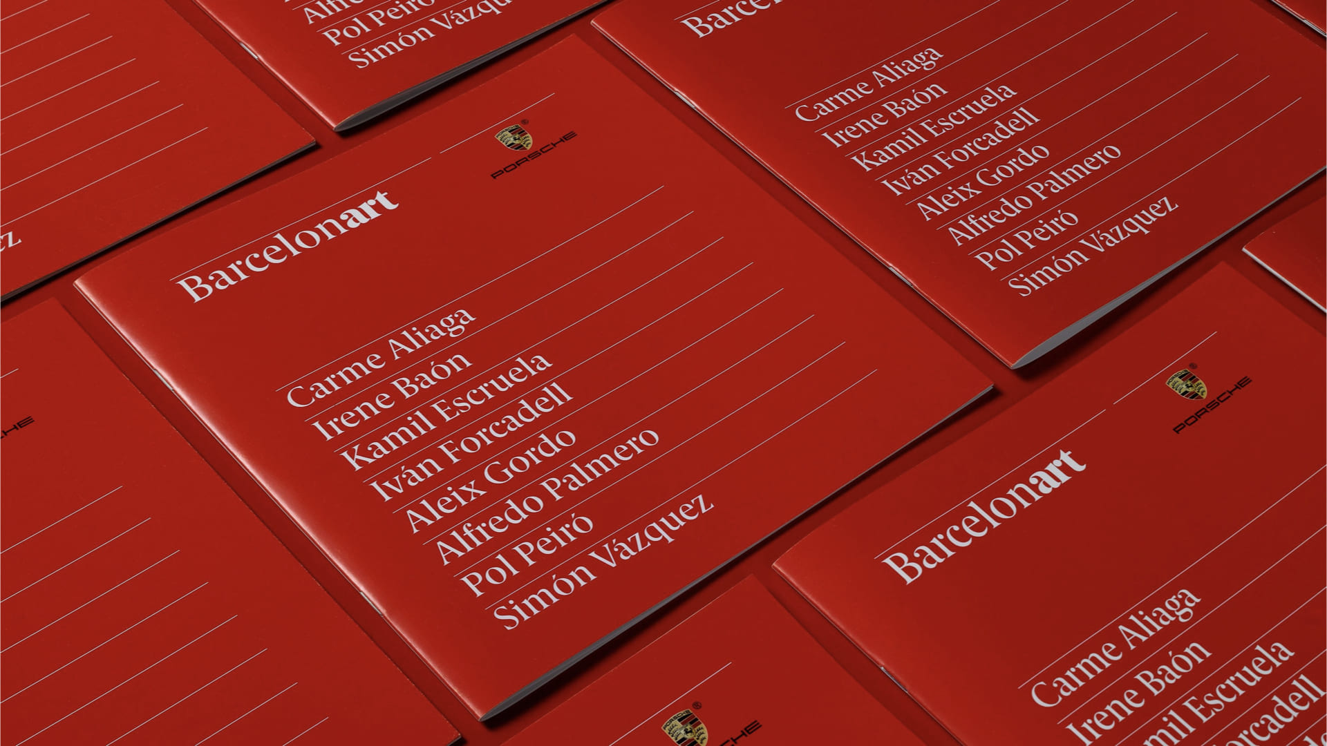 <span>Mockup de los cat&aacute;logos rojos para la subasta de arte ben&eacute;fico que organiza PORSCHE. Dise&ntilde;ado por el estudio esiete de branding y comunicaci&oacute;n de Barcelona.</span>