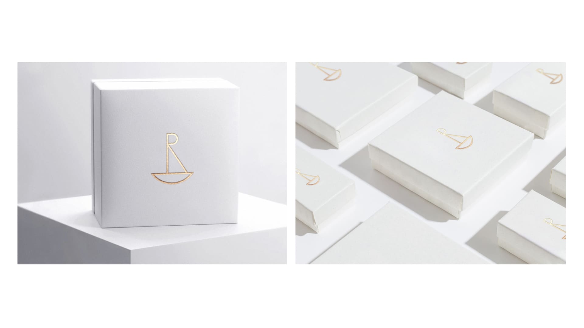 <span>Mockups de packaging para presentar el branding para la dise&ntilde;adora de joyas RACHEL DOURADO aplicado en stamping dorado. Dise&ntilde;ado por el estudio esiete de branding y comunicaci&oacute;n de Barcelona.</span>