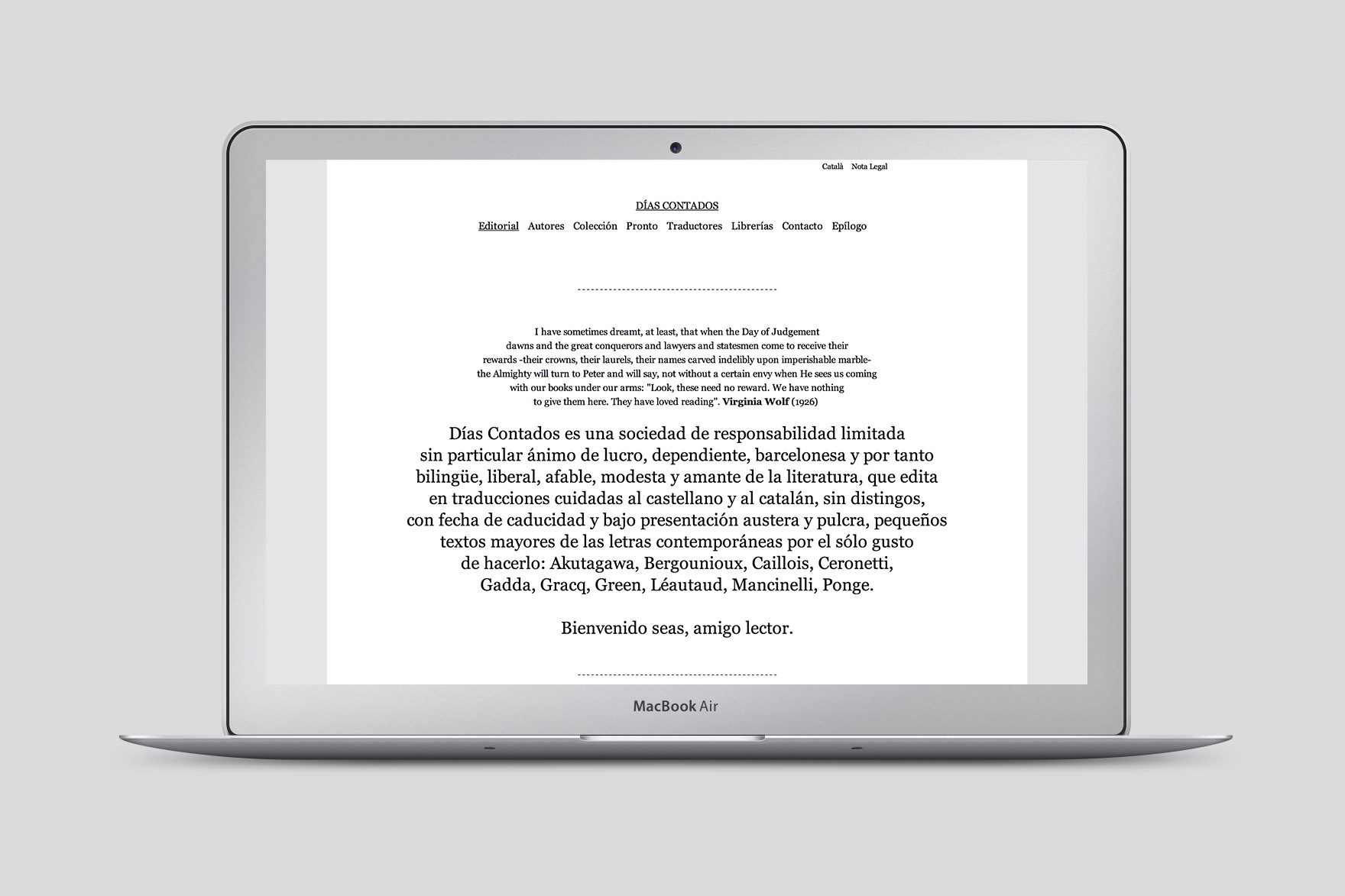 Dise&ntilde;o de la p&aacute;gina de inicio de la web de la revista D&Iacute;AS CONTADOS. Dise&ntilde;ado por el estudio de branding y comunicaci&oacute;n esiete y programado por sevenap.