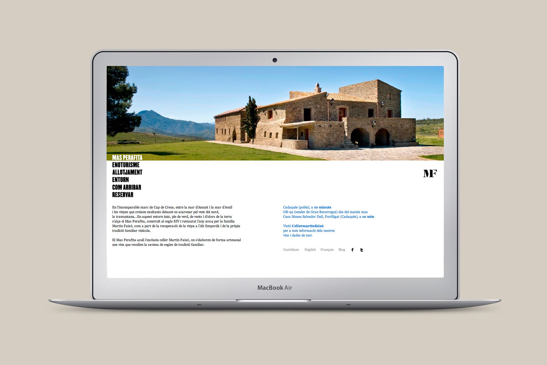 Disseny de la p&agrave;gina d'inici del web de SA PERAFITA. Dissenyat per l'estudi de marca i comunicaci&oacute; esiete i programat per sevenap.