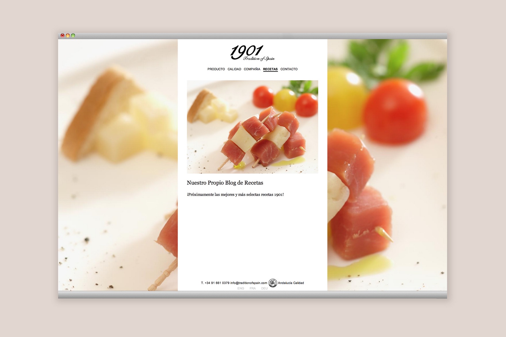 Secci&oacute;n RECETAS de la web 1901 TRADICI&Oacute;N DE ESPA&Ntilde;A. Dise&ntilde;ada por el estudio de branding y comunicaci&oacute;n esiete y programada por sevenap.