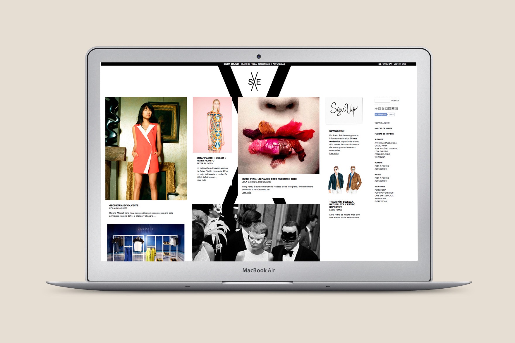 Disseny de la p&agrave;gina HOME del web BLOG SANTA EULALIA. Inclou moltes imatges de moda femenina. Web dissenyada per l'estudi de marca i comunicaci&oacute; esiete i programada per sevenap.