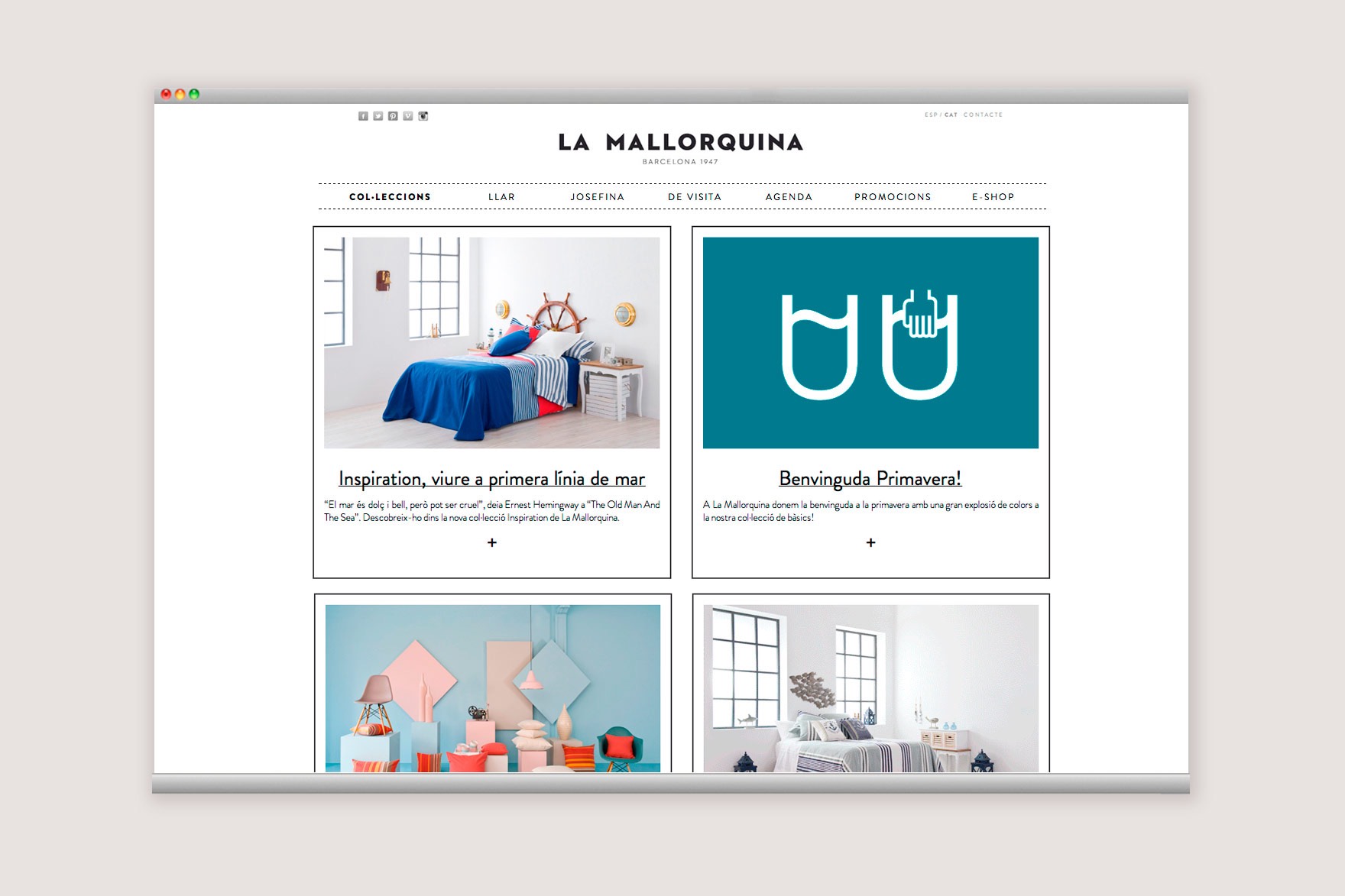 Secci&oacute;n Colecciones de la web de LA MALLORQUINA. Dise&ntilde;ado por el estudio de branding y comunicaci&oacute;n esiete y programado por sevenap.
