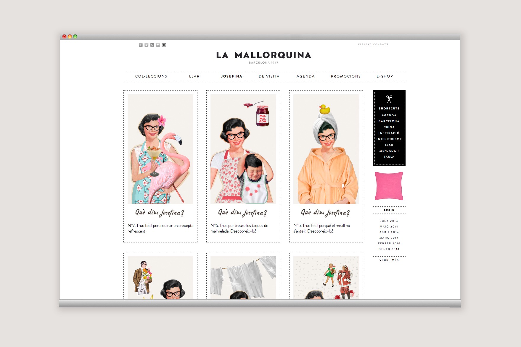 Secci&oacute;n Josefina de la web del blog LA MALLORQUINA. Dise&ntilde;ado por el estudio de branding y comunicaci&oacute;n esiete y programado por sevenap.