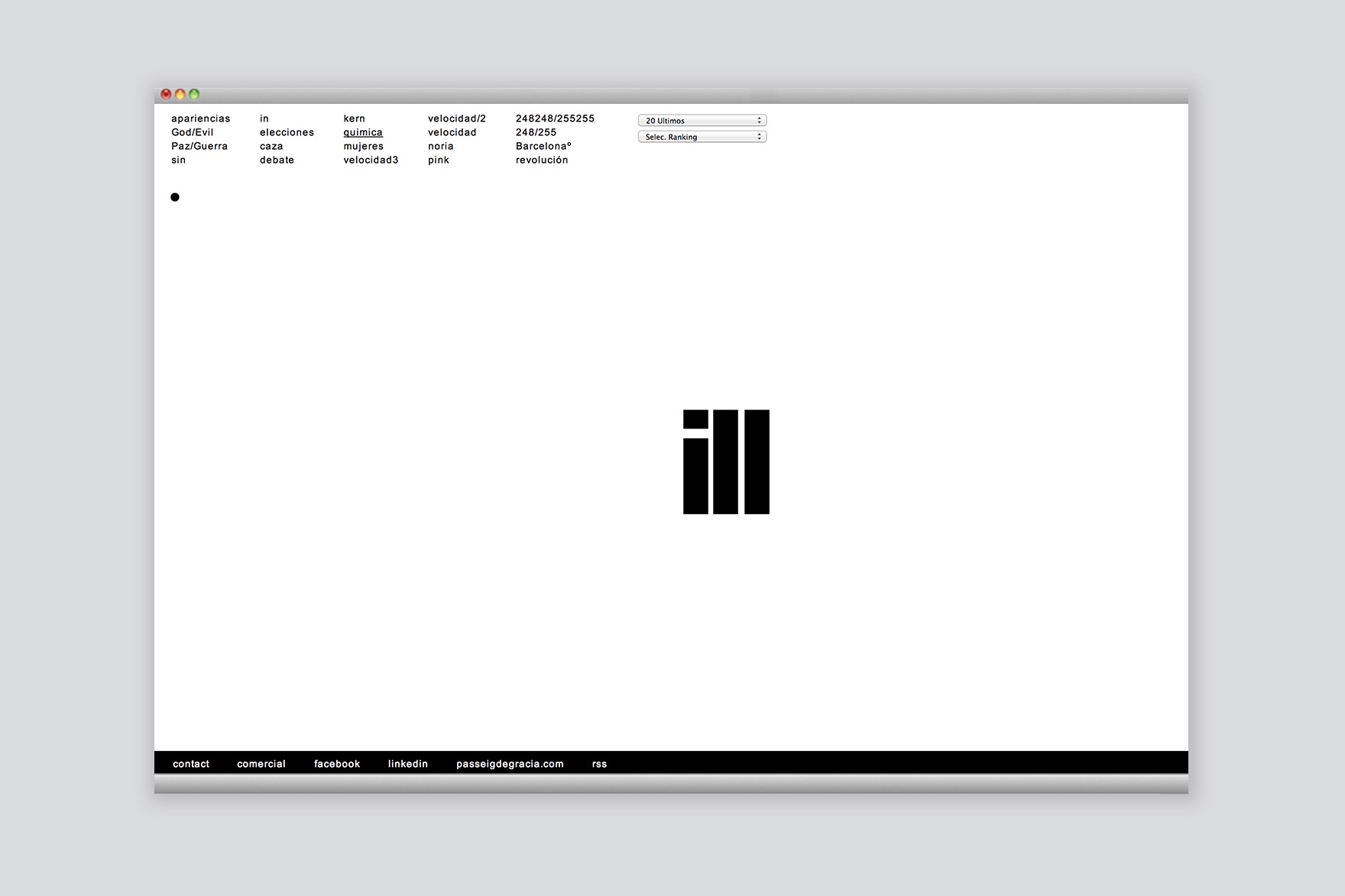 Start of the animation of the chemical section of the JAVIER PEREDA website. Designed by the esiete branding and communication studio and programmed by sevenap.
