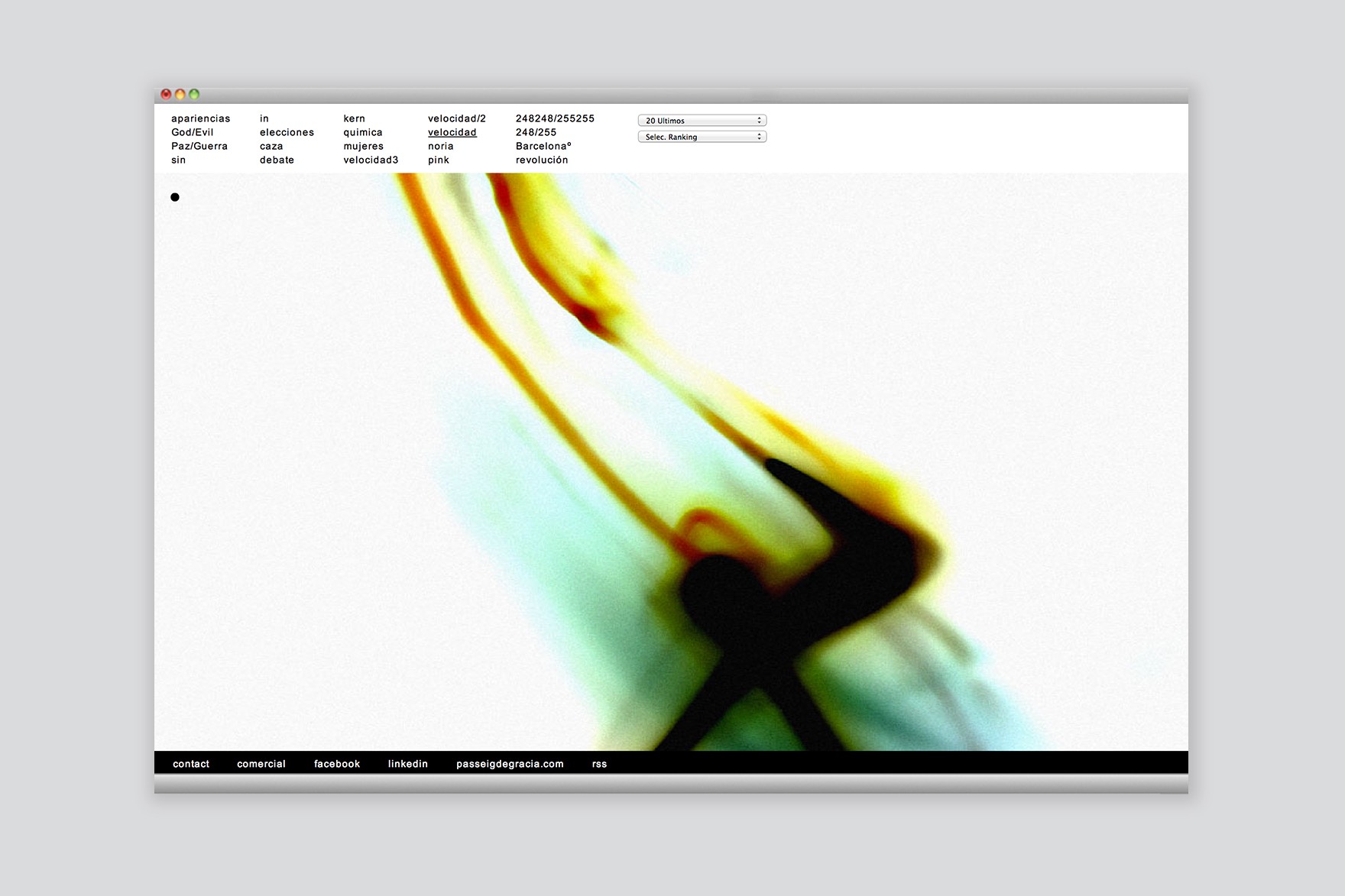 Speed &#8203;&#8203;section of the website JAVIER PEREDA. Designed by the esiete branding and communication studio and programmed by sevenap.
