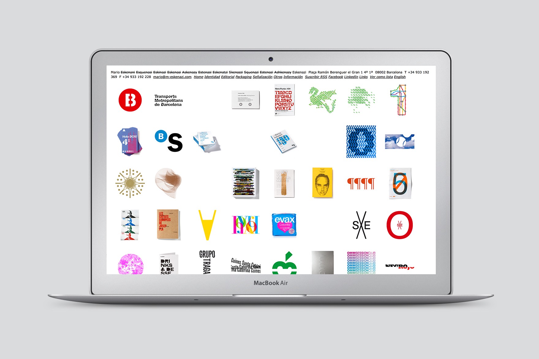Dise&ntilde;o de landing page de la web del estudio de Mario Eskenazi. Incluye varios trabajos Entre los que se encuentran clientes como TMB, Banco Sabadell etc. Web dise&ntilde;ada por el estudio de branding y comunicaci&oacute;n esiete y programada por sevenap.