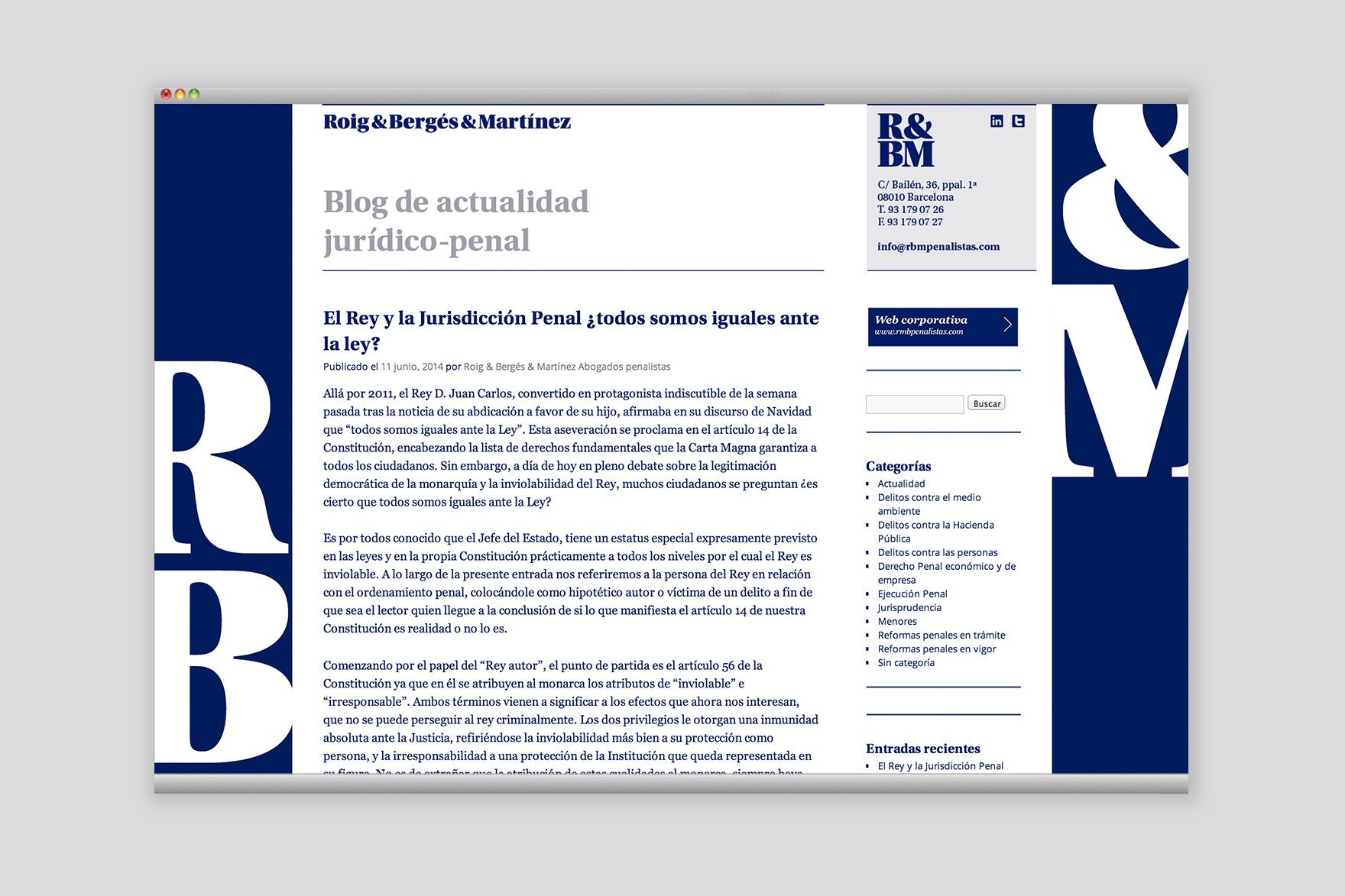 Dise&ntilde;o de p&aacute;gina de art&iacute;culo del blog de Roig &amp; Berges &amp; Martinez para RBM PENSALISTAS. Dise&ntilde;ado por el estudio de branding y comunicaci&oacute;n esiete y programado por sevenap.