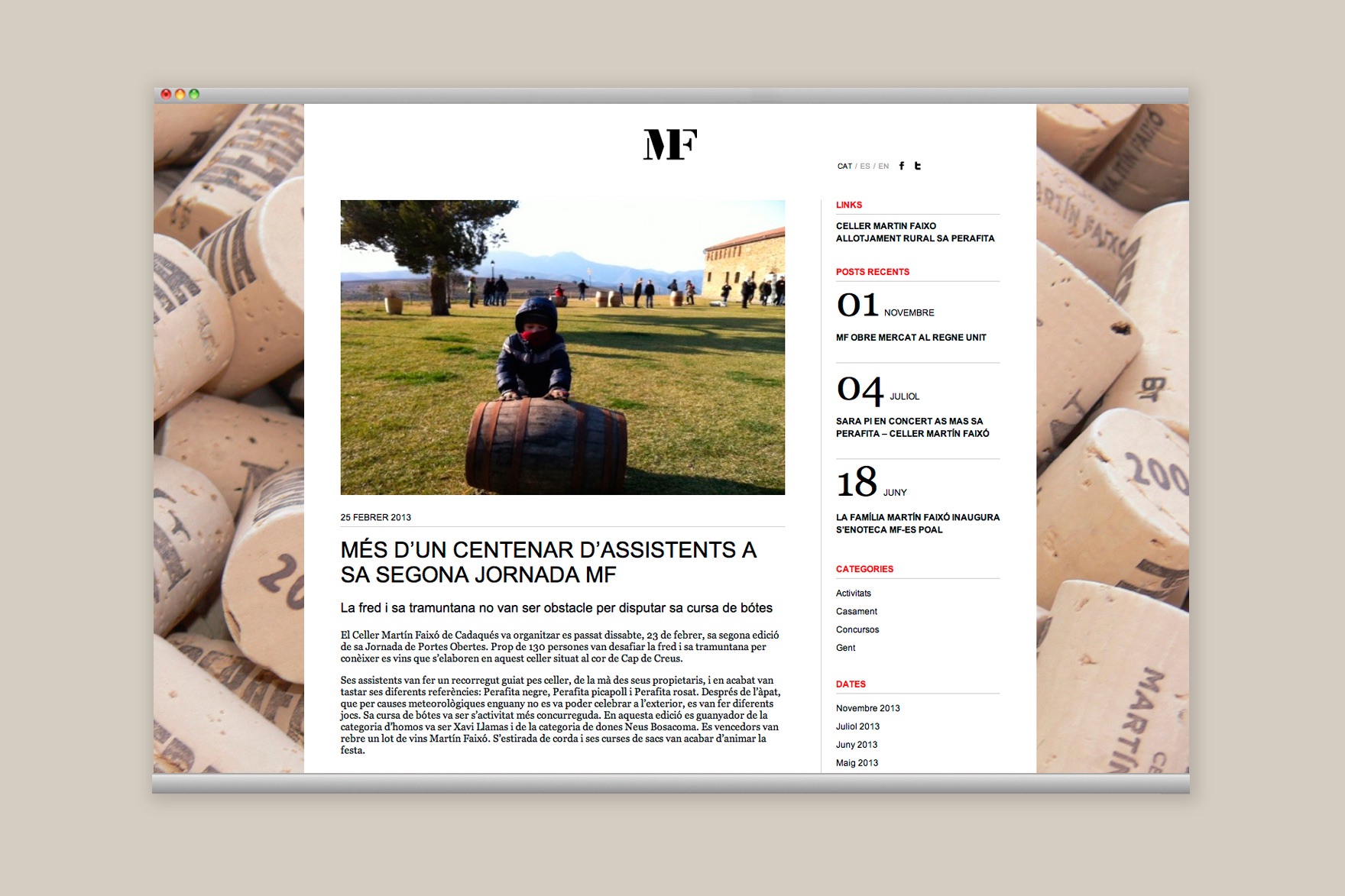 Disseny de la p&agrave;gina d'articles del web de MART&Iacute;N FAIX&Oacute;. Dissenyat per l'estudi de marca i comunicaci&oacute; esiete i programat per sevenap.