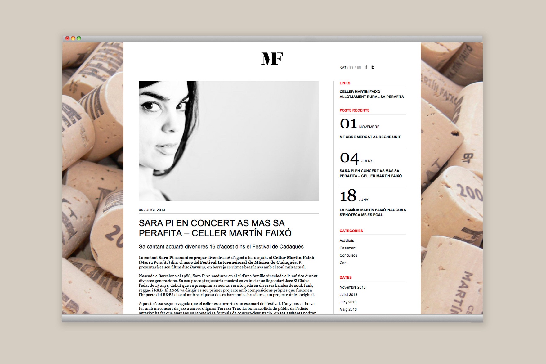 Un altre disseny de p&agrave;gina d'articles del blog MART&Iacute;N FAIX&Oacute;. Dissenyat per l'estudi de marca i comunicaci&oacute; esiete i programat per sevenap.