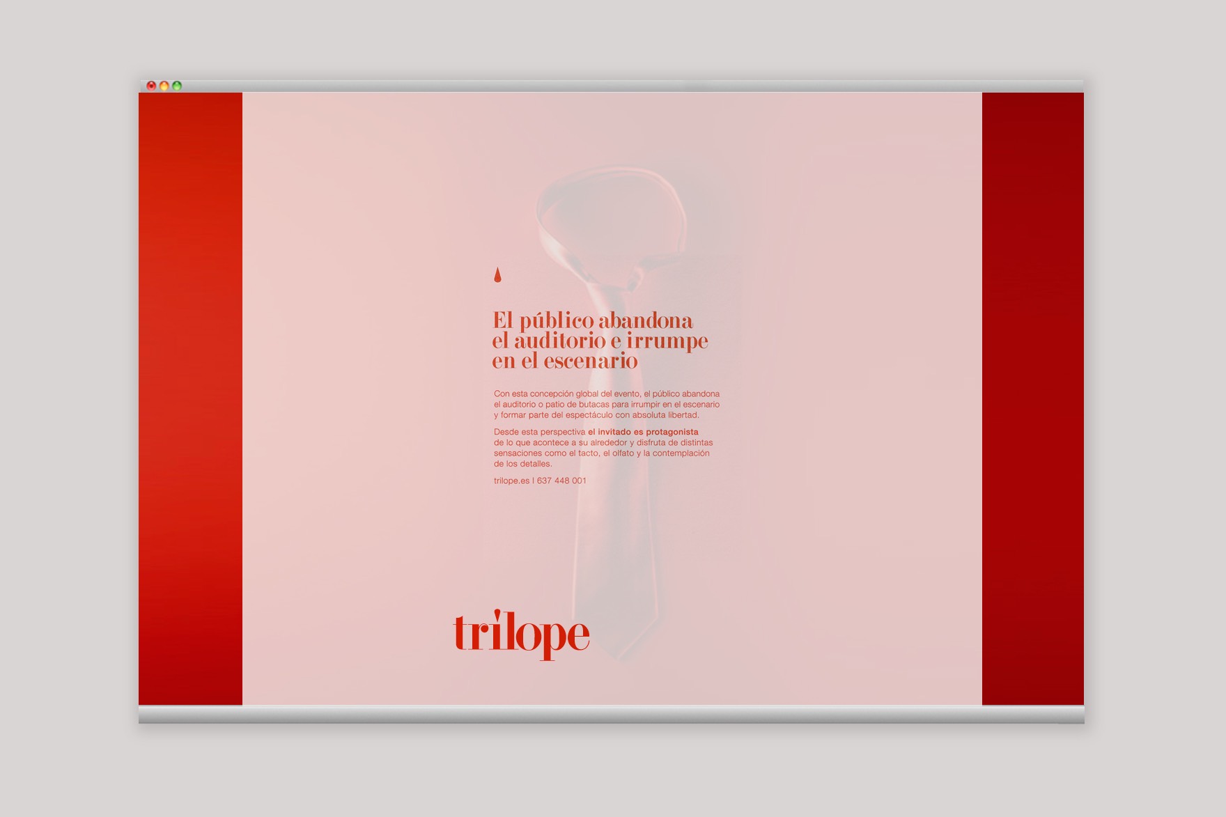 Art&iacute;culo EL P&Uacute;BLICO SALE DEL AUDITORIO Y CORRE AL ESCENARIO de la web de TR&Iacute;LOPE. Dise&ntilde;ado por el estudio de branding y comunicaci&oacute;n esiete y programado por sevenap.