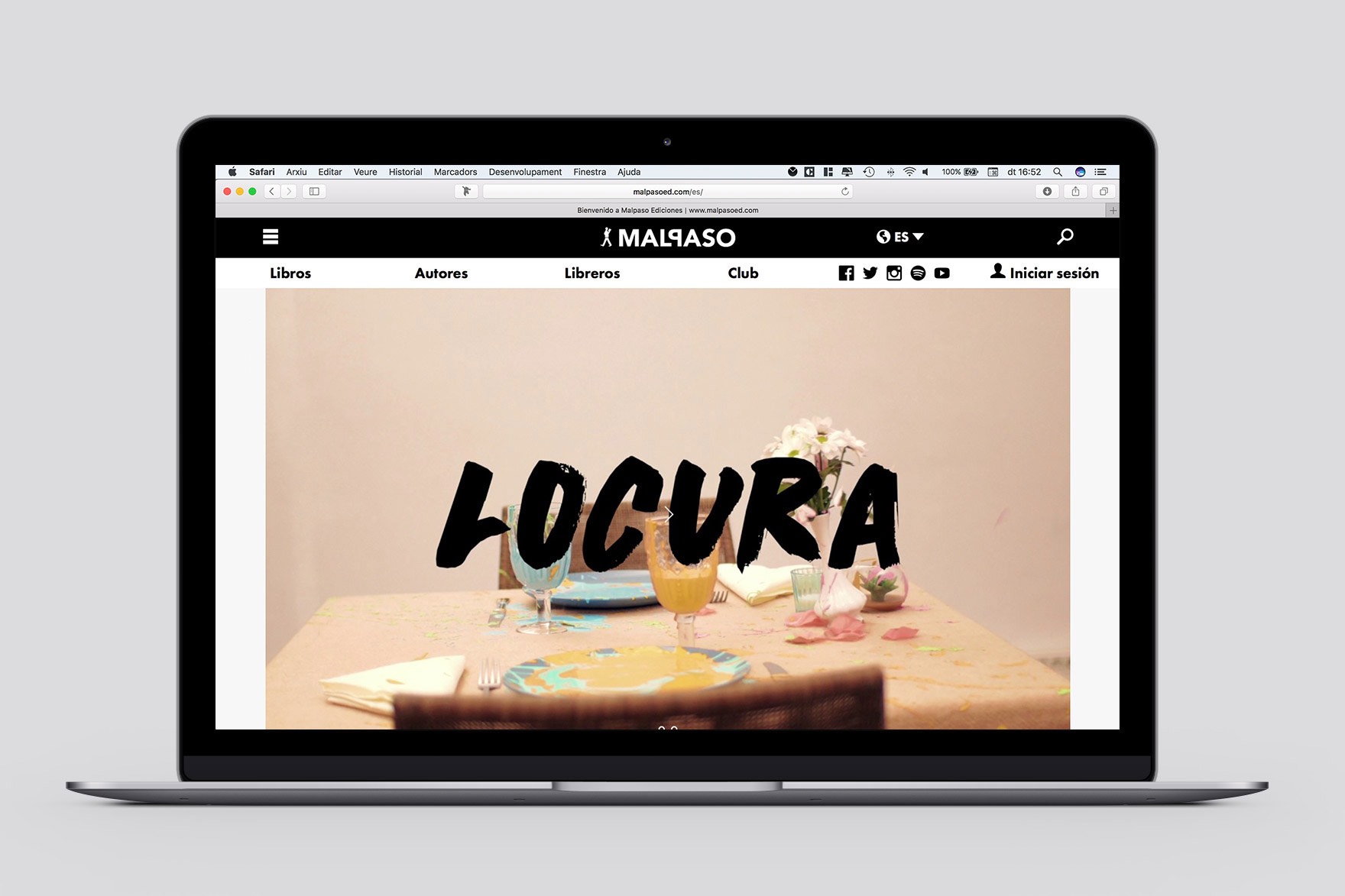 Dise&ntilde;o de landing page del sitio web editorial Malpaso. Dise&ntilde;ado por el estudio de branding y comunicaci&oacute;n esiete y programado por sevenap.