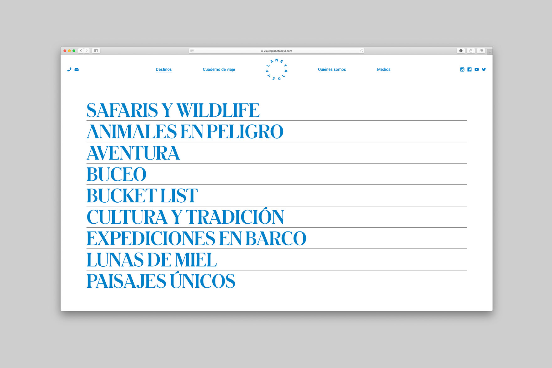 VIAJES PLANETA AZUL / DISSENY WEB
