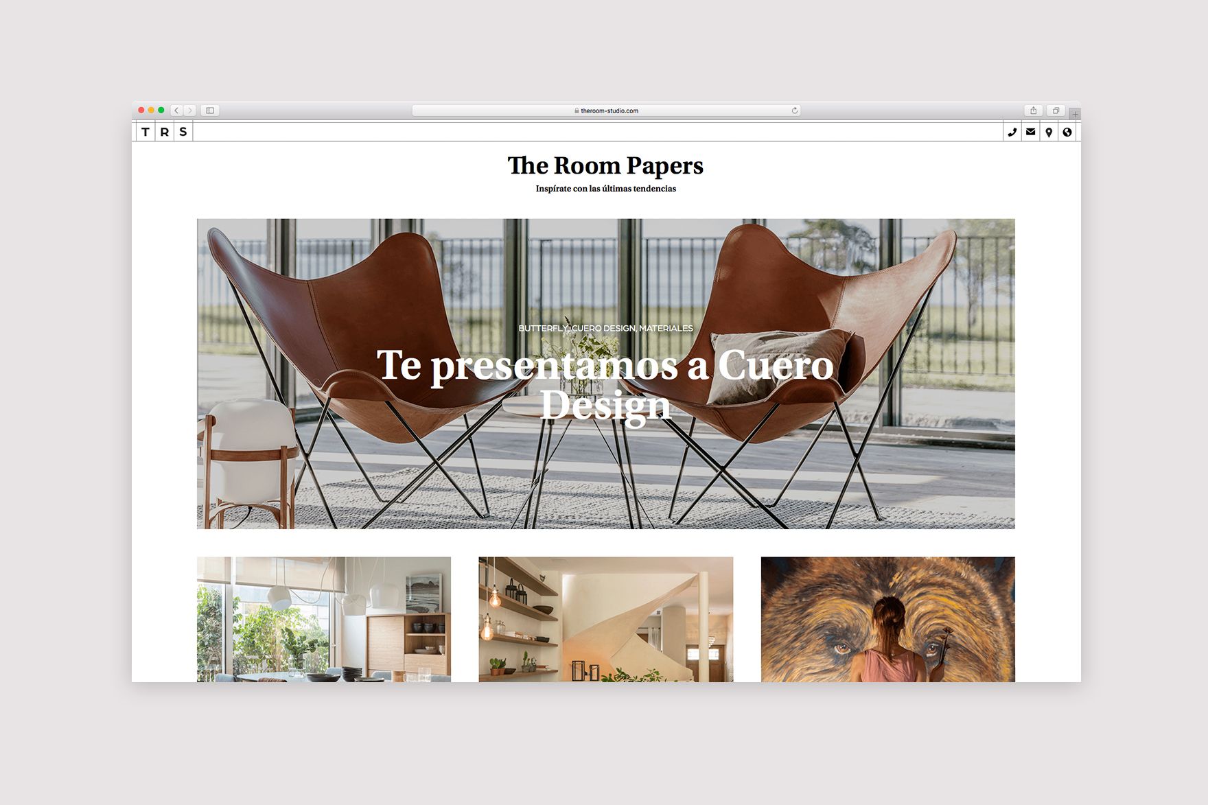 <span><span>&Uacute;LTIMAS TENDENCIAS Dise&ntilde;o de la p&aacute;gina web de THE ROOM STUDIO. Dise&ntilde;ado por el estudio de branding y comunicaci&oacute;n esiete y programado por sevenap.</span></span>