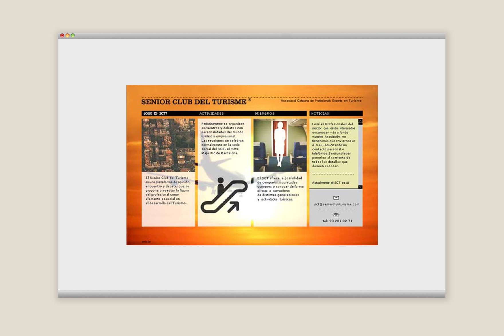 P&aacute;gina de inicio desplazada de la web del SENIOR CLUB TURISME. Web dise&ntilde;ada por el estudio de branding y comunicaci&oacute;n Esiete y programada por sevenap.