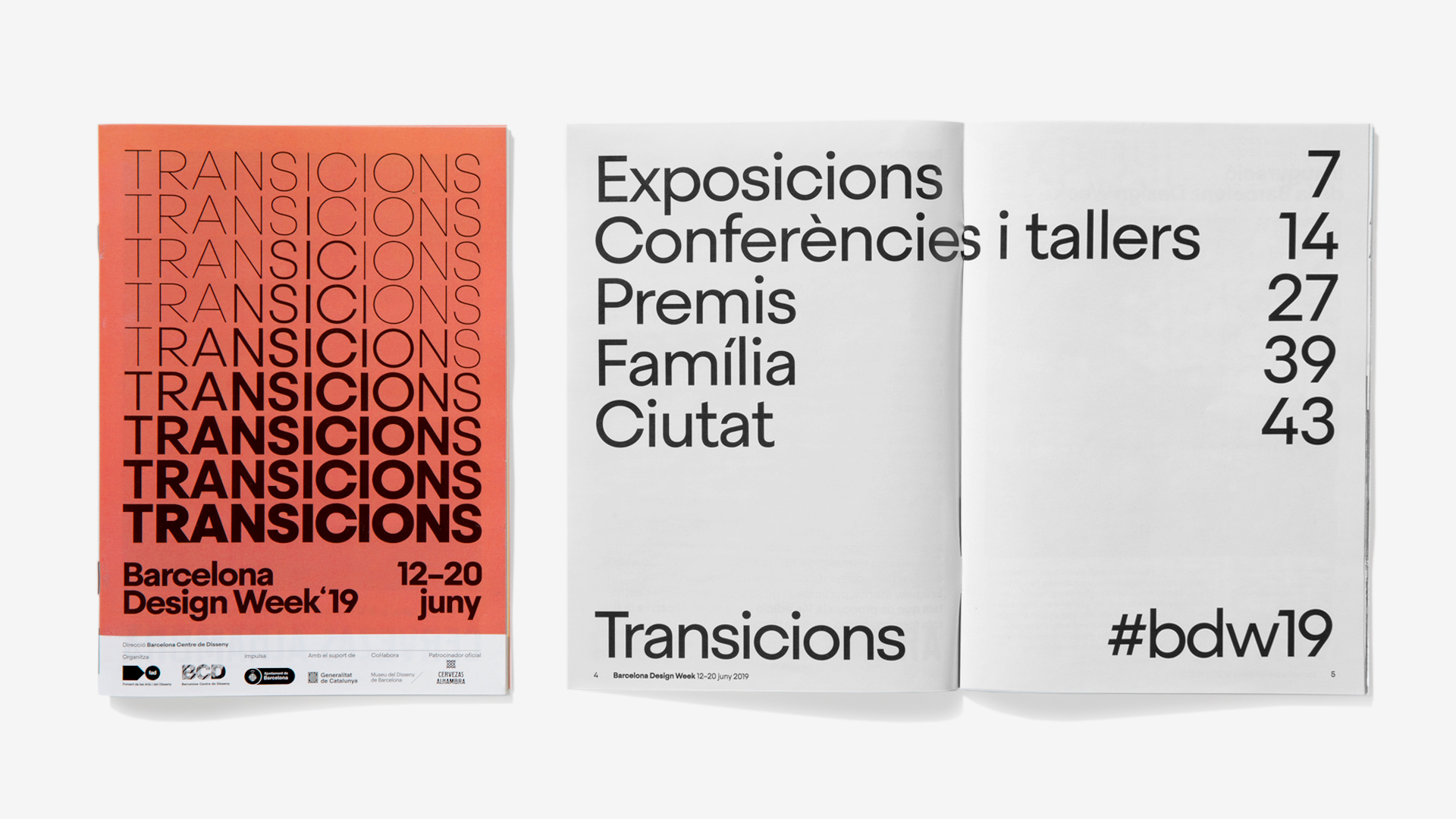 <span><span>Cat&agrave;leg de l'esdeveniment DESIGN WEEK 2019 on veiem la gr&agrave;fica de l'esdeveniment aplicat. Dissenyat per l'estudi </span><span>esiete</span><span> de branding i comunicaci&oacute;.</span></span>