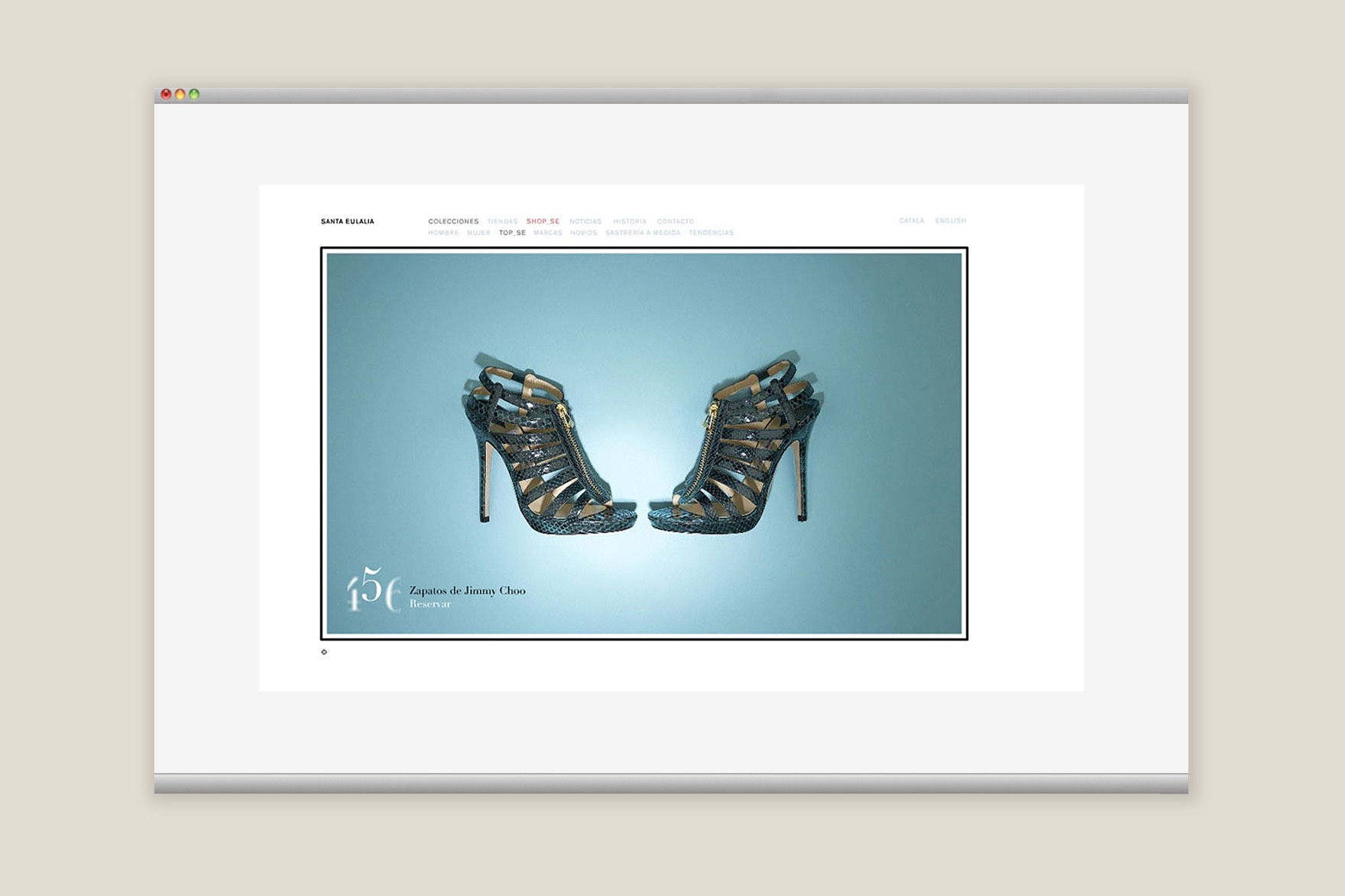Secci&oacute; Col&middot;leccions del web SANTA EULALIA 2005. Inclou sabates Jimmy Choo. Web dissenyada per l'estudi de branding i comunicaci&oacute; esiete i programada per sevenap.