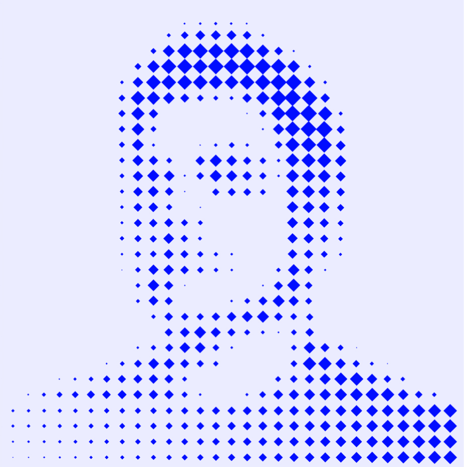 Retrato ilustrado de un chico hecho de rombos.