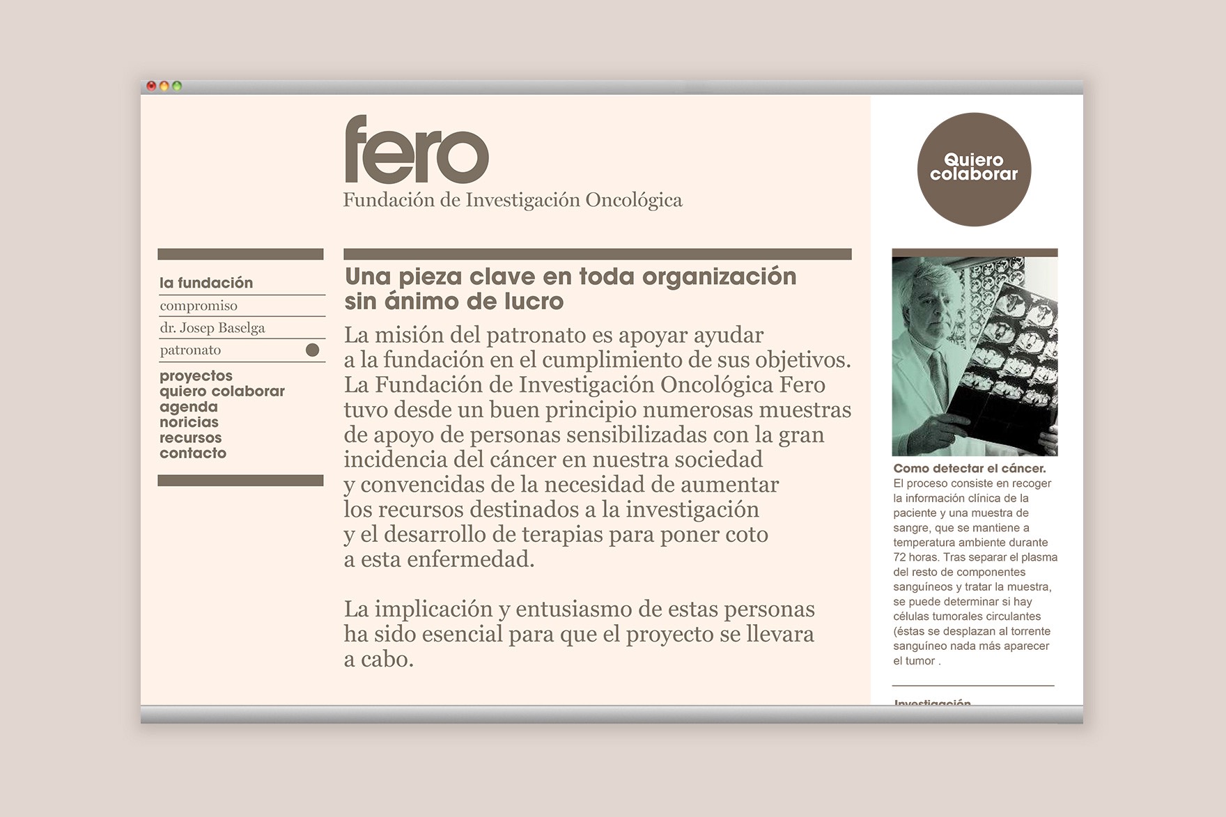 Secci&oacute;n Patronato de la web de FERO. Dise&ntilde;ada por el estudio de branding y comunicaci&oacute;n Esiete y programada por sevenap.