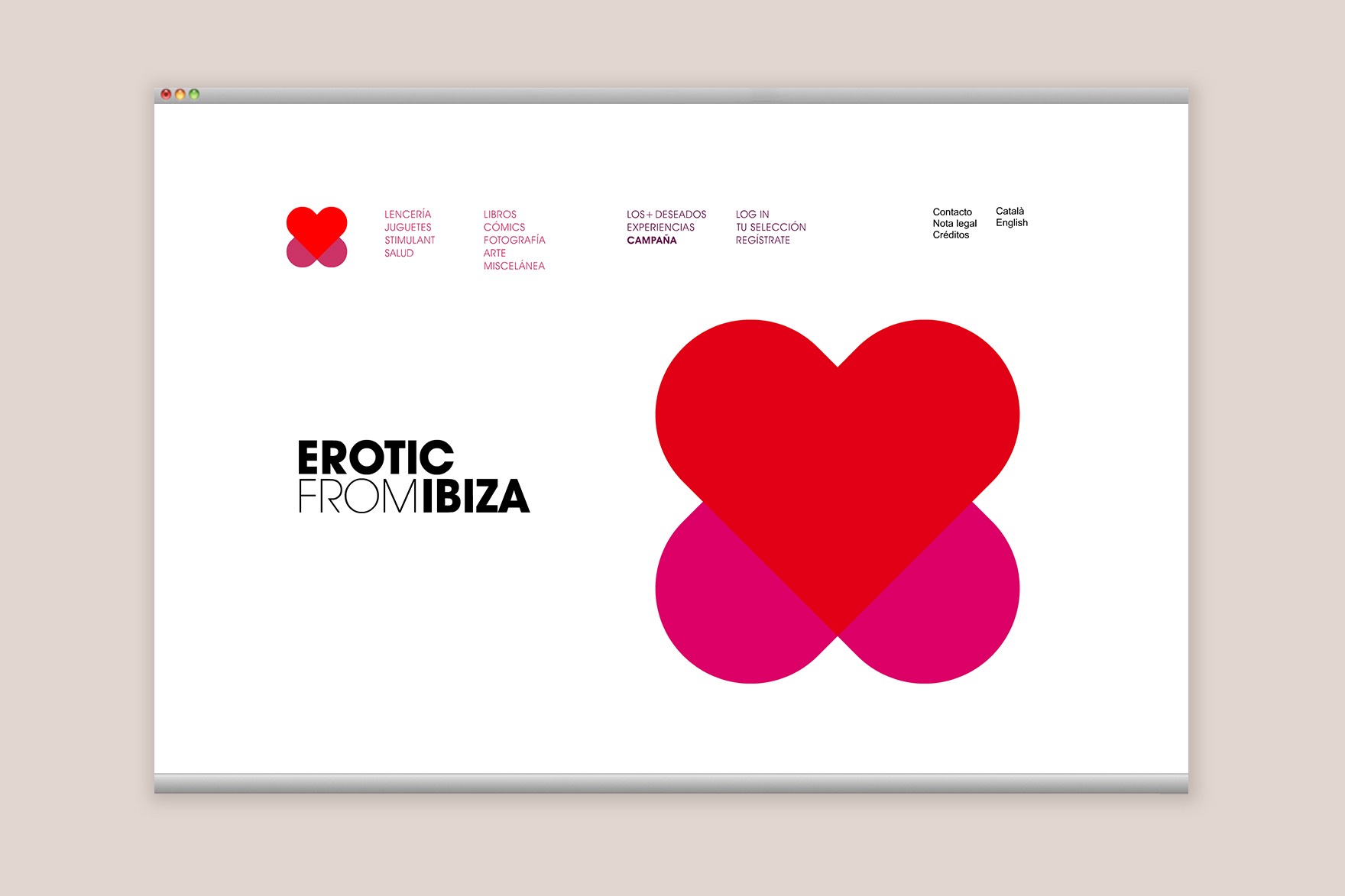 CAMPAIGN page of the ER&Oacute;TIC FROM IBIZA website. Designed by the esiete branding and communication studio and programmed by sevenap.