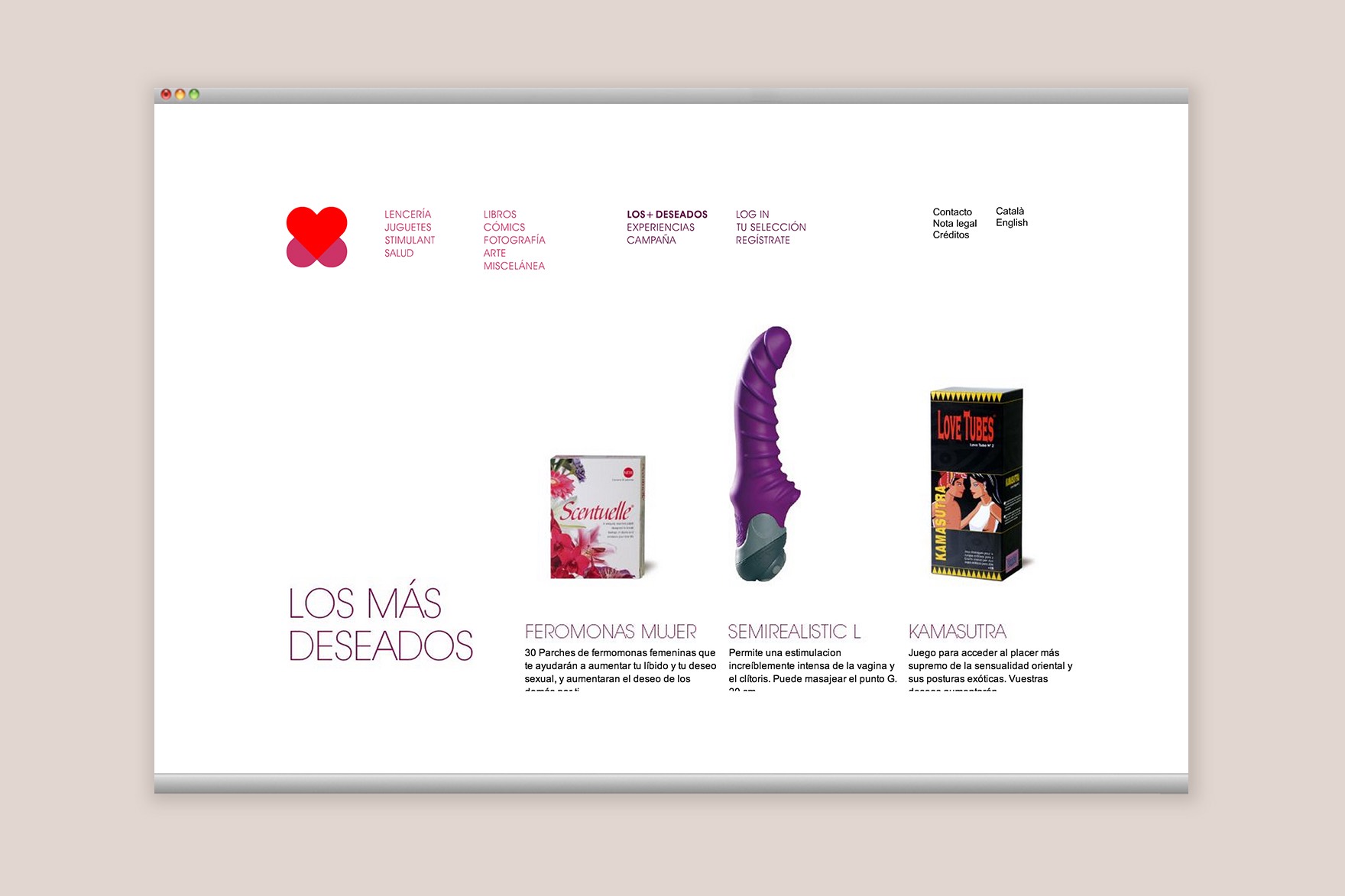 Article page talking about the most desired thing on the ER&Oacute;TIC FROM IBIZA website. Includes different sex toys like dildos. Designed by esiete branding and communication studio and programmed by sevenap.