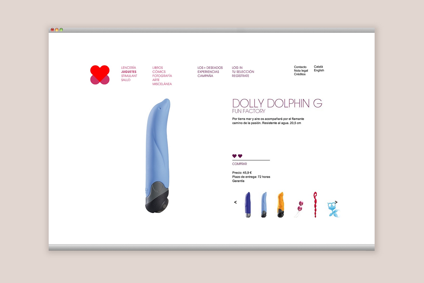 Product page on the ER&Oacute;TIC FROM IBIZA website. Designed by the esiete branding and communication studio and programmed by sevenap.